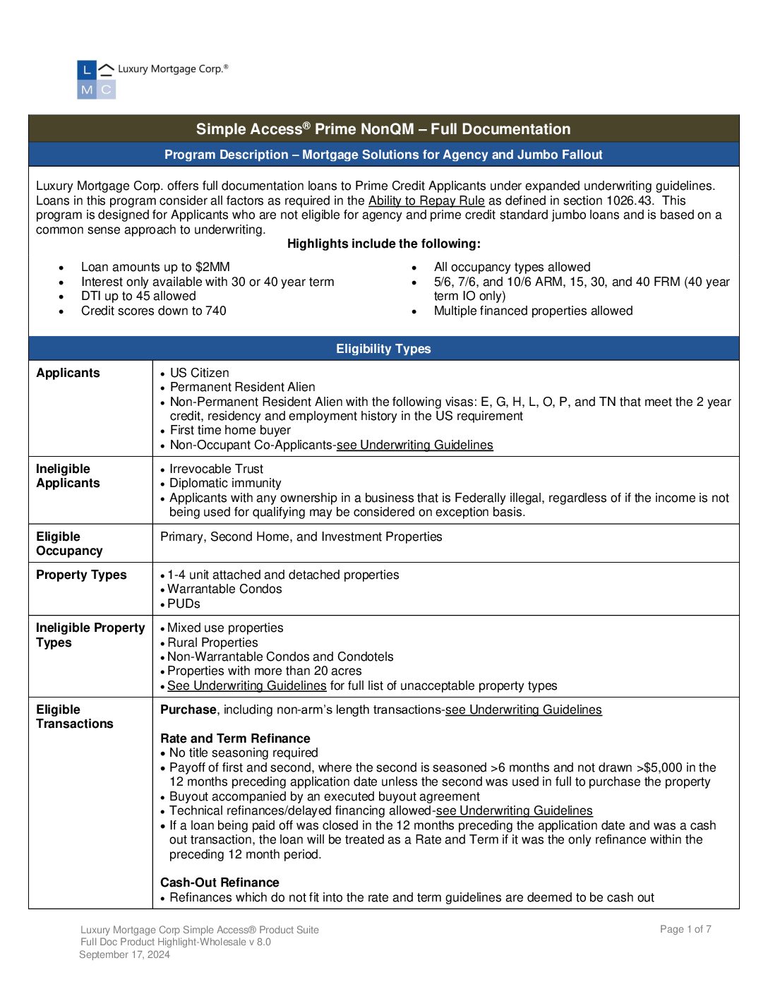 Simple Access - Investor Cash Flow 6.6.1 Wholesale Page 1